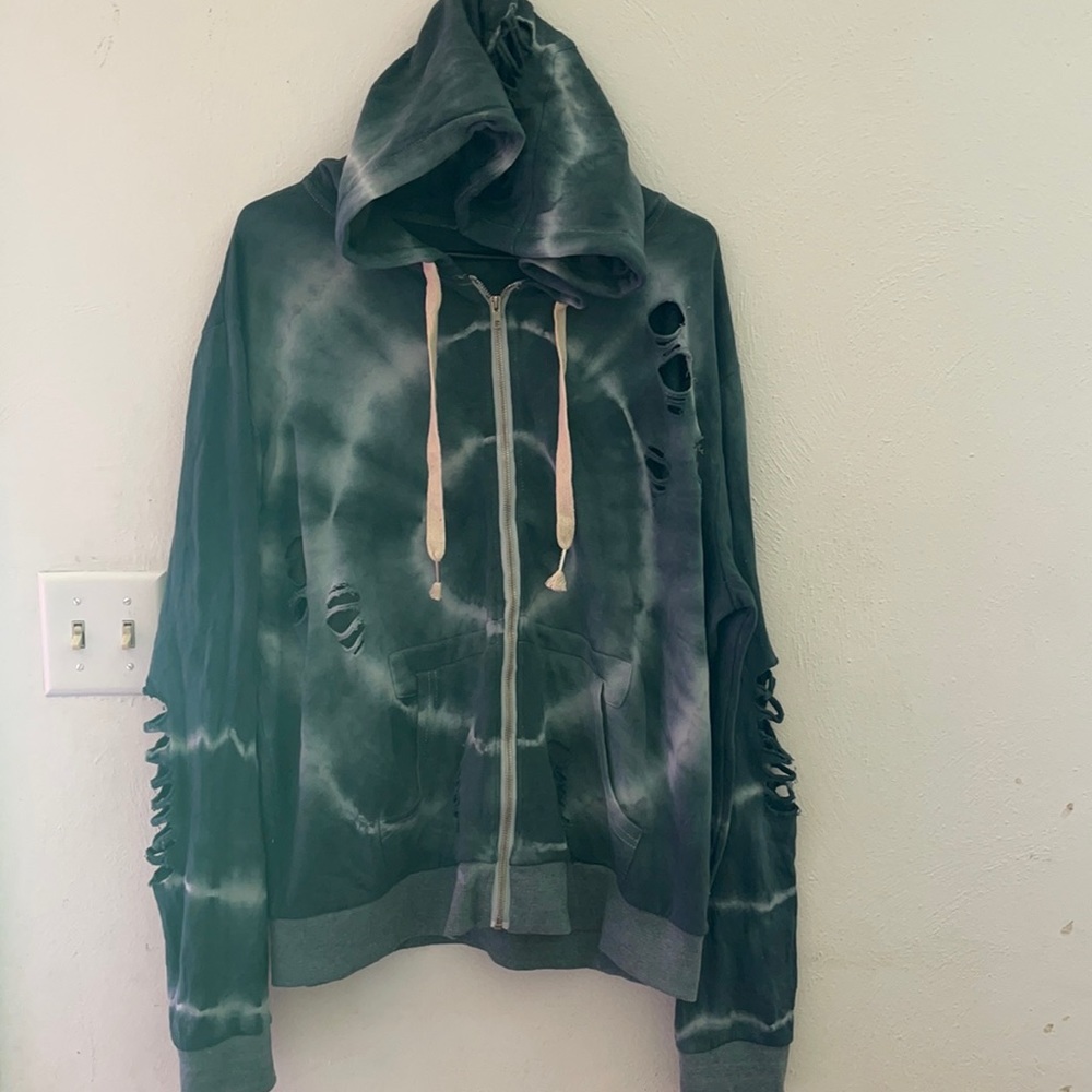 POL hand dyed zip jacket with distressing